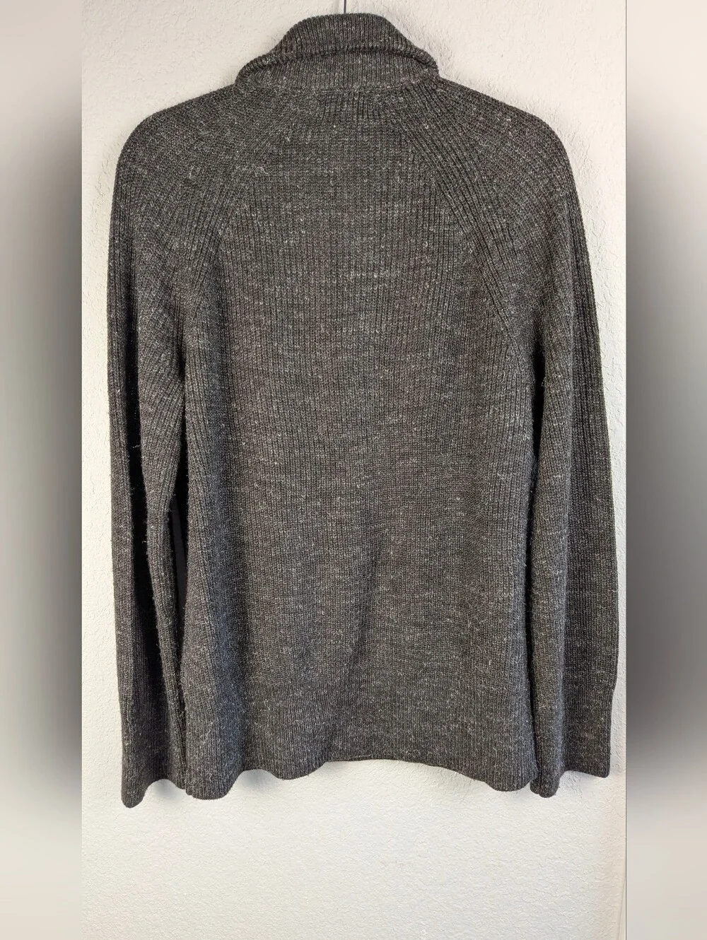 Banana Republic Mens Sweater L Wool Blend Half Button Neck Grayish Brown